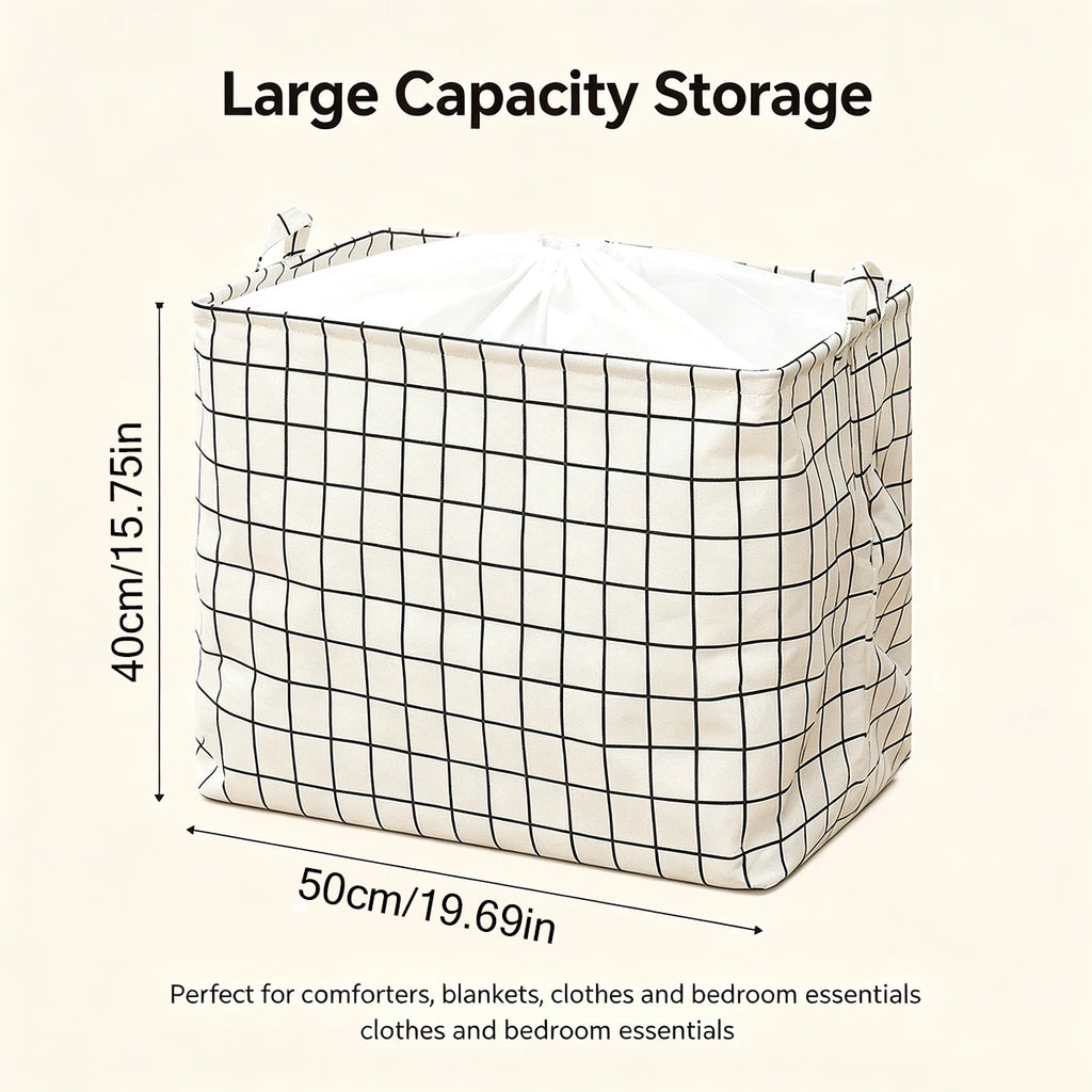 Large Foldable Fabric Storage Box with Drawstring & Handle Fabric Storage Basket Richie's