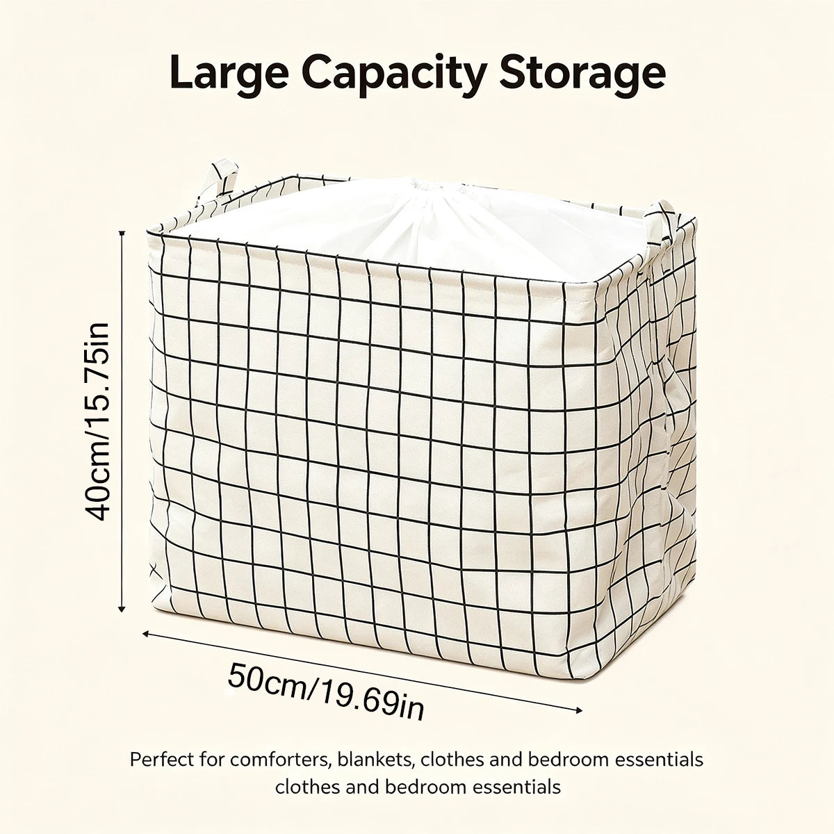 Large Foldable Fabric Storage Box with Drawstring & Handle Fabric Storage Basket Richie's