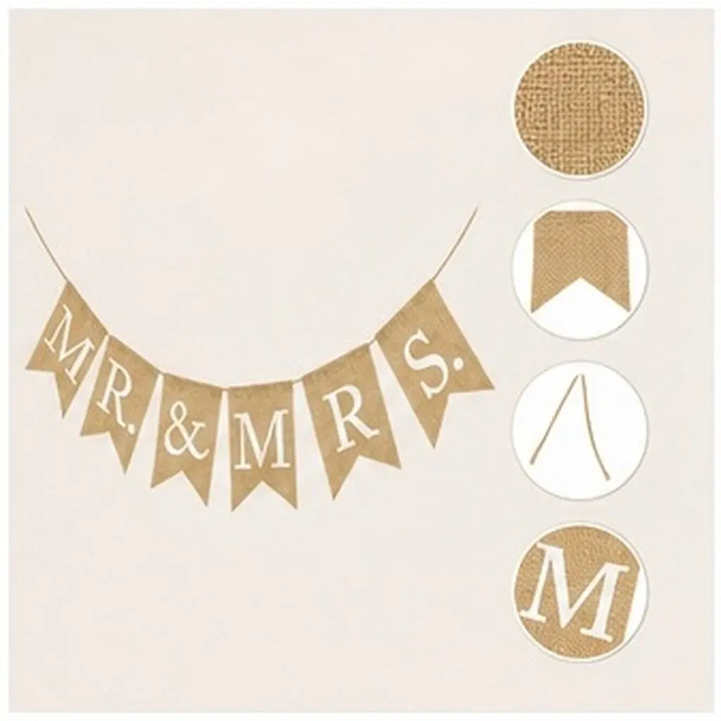 Swallowtail Linen Wedding Banner | Rustic Burlap Party Décor Wedding Party Banner Richie's Default Title