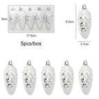 5Pcs Glitter Pine Cone Christmas Ornaments Hanging Pendants Christmas Ornaments Richie's Silver