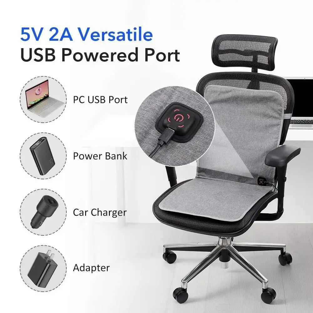 USB Heated Seat Cushion – 3 Temps, Waterproof, Anti-Slip Mat Heated Seat Cushion Richie's