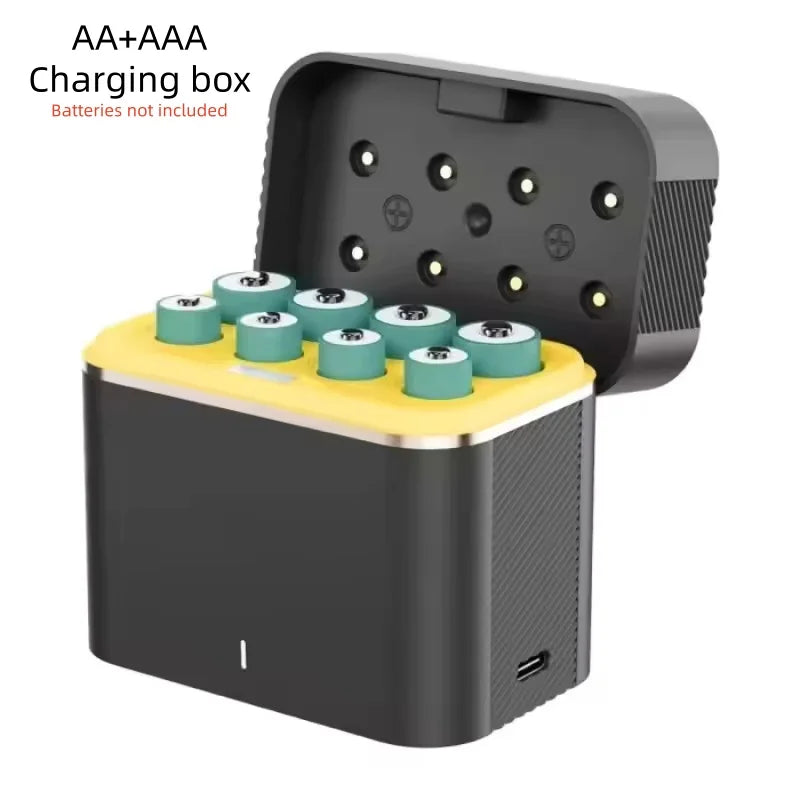 8-Slot USB-C Smart Fast Charger Case for AA AAA Li-ion Batteries Battery Charger Case Richie's C