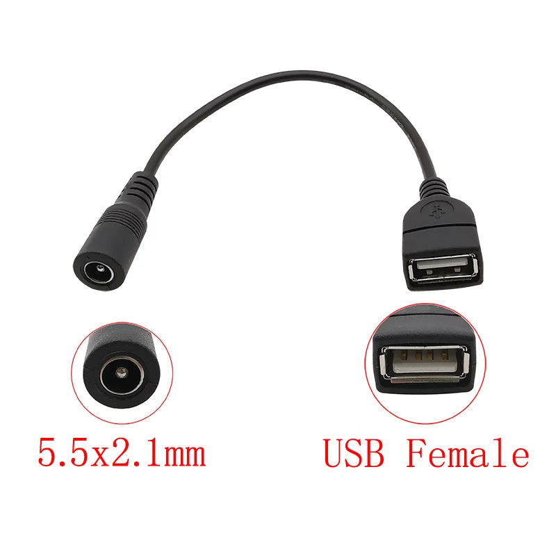 USB to 5.5mm 2.1mm DC Power Connector Cable – Micro, Type-C DC Power Cable Adapter Richie's
