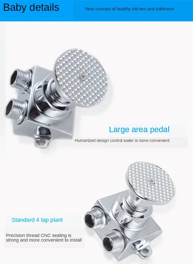 Brass Foot-Operated Faucet – Hands-Free Single Cold Basin Tap Foot-Operated Faucet Richie's