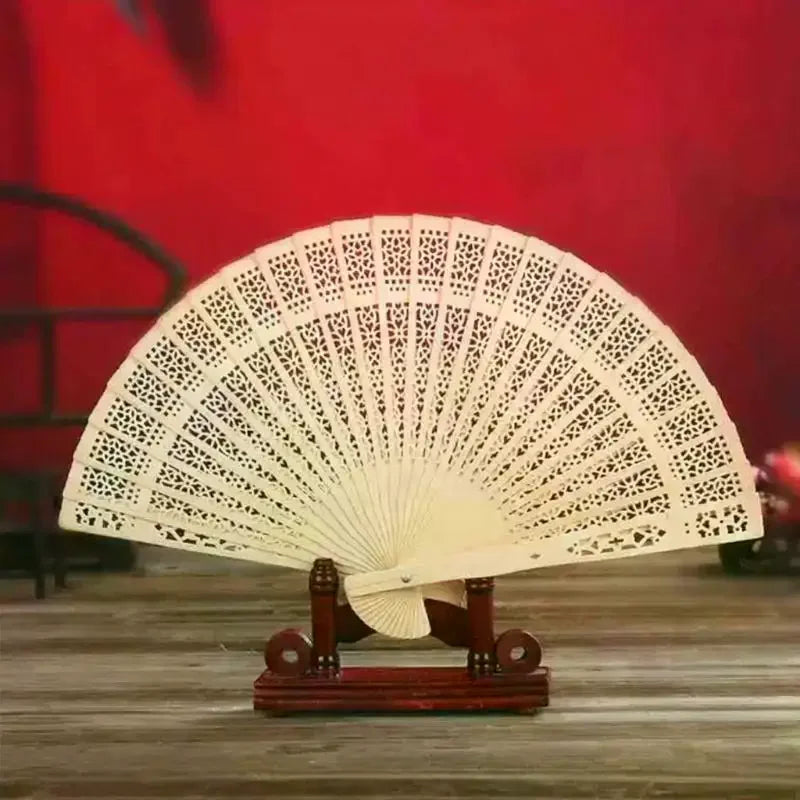 Wooden Folding Hand Fan – Carved Traditional Design, Wedding Favor Folding Hand Fan Richie's