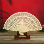 Wooden Folding Hand Fan – Carved Traditional Design, Wedding Favor Folding Hand Fan Richie's