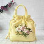 Women Embroidery Flower Cosmetic Bag – Ethnic Mini Purse & Pouch Cosmetic Pouch Richie's YELLOW