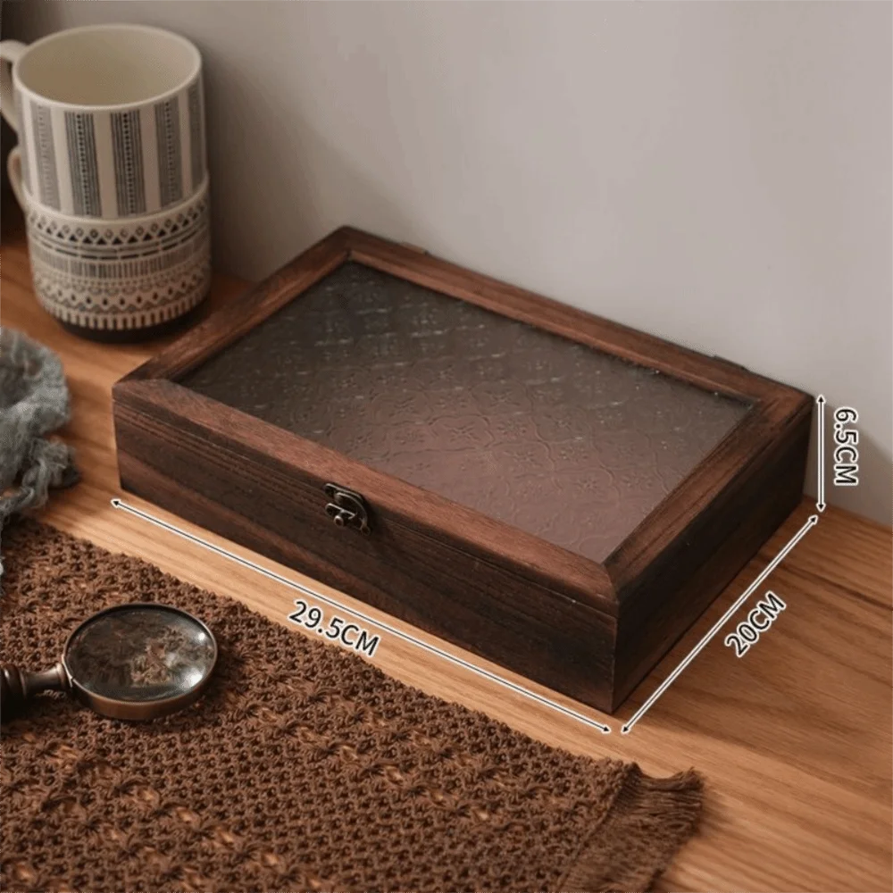 Retro Wooden Flip Cover Desktop Jewelry & Storage Box Wooden Storage Box Richie's L