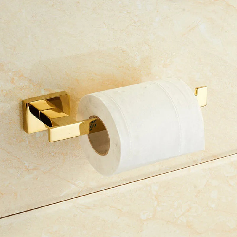 Gold Plated Brass Bathroom Hardware Set – 4 Pcs Towel Bar & Accessories Bathroom Hardware Set Richie's