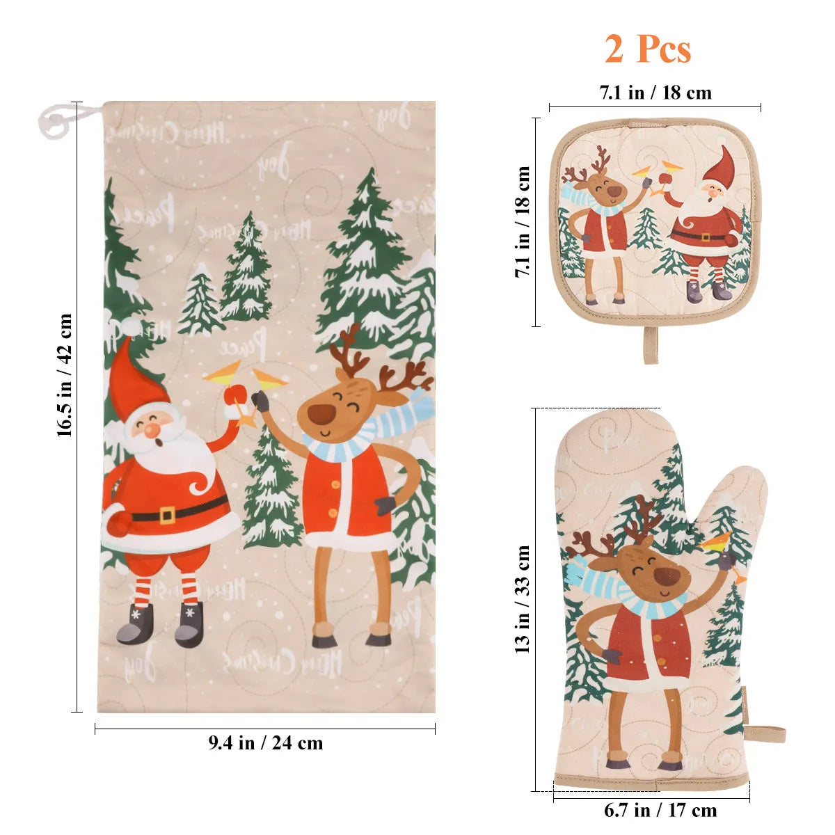 Heat Resistant Oven Mitt & Pot Holder Set – Non-Slip Cotton Oven Mitt Set Richie's