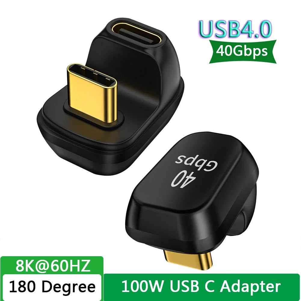 USB-C 180° Angle Adapter 40Gbps 100W Fast Charge Type-C USB-C Angle Adapter Richie's