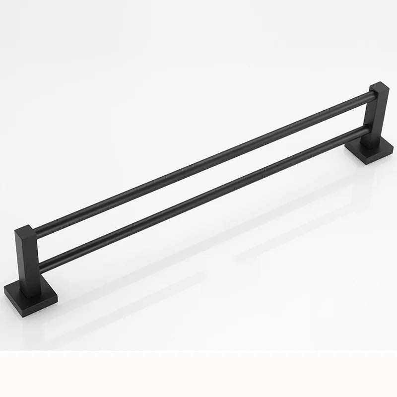 Matte Black Double Towel Bar Rack – 60cm Aluminium Square Design Double Towel Bar Richie's