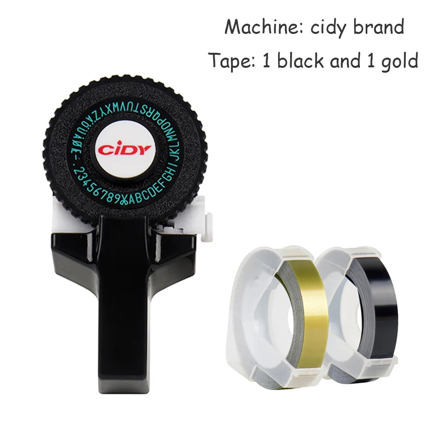 CIDY Mini Handheld Label Maker 3D Embossing Typewriter Machine Handheld Label Maker Richie's black