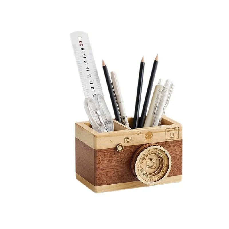 Vintage Camera Wooden Pen Holder & Desk Organizer Wooden Pen Holder Richie's