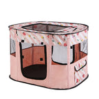 Foldable Cat House Villa – Breathable Mesh & Roller Shutter Door Foldable Pet Tent Richie's Pink
