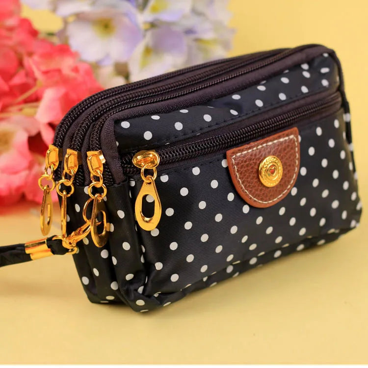 Women's Canvas Clutch Wallet – 4 Zippers & Card Holder Canvas Clutch Wallet Richie's black 16X10X6cm