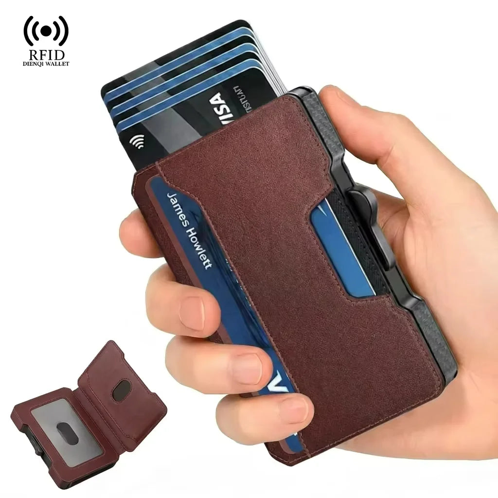 Zeeker RFID Blocking Carbon Fiber Slim Pop-Up Wallet for Men RFID Card Wallet Richie's Vintage Red
