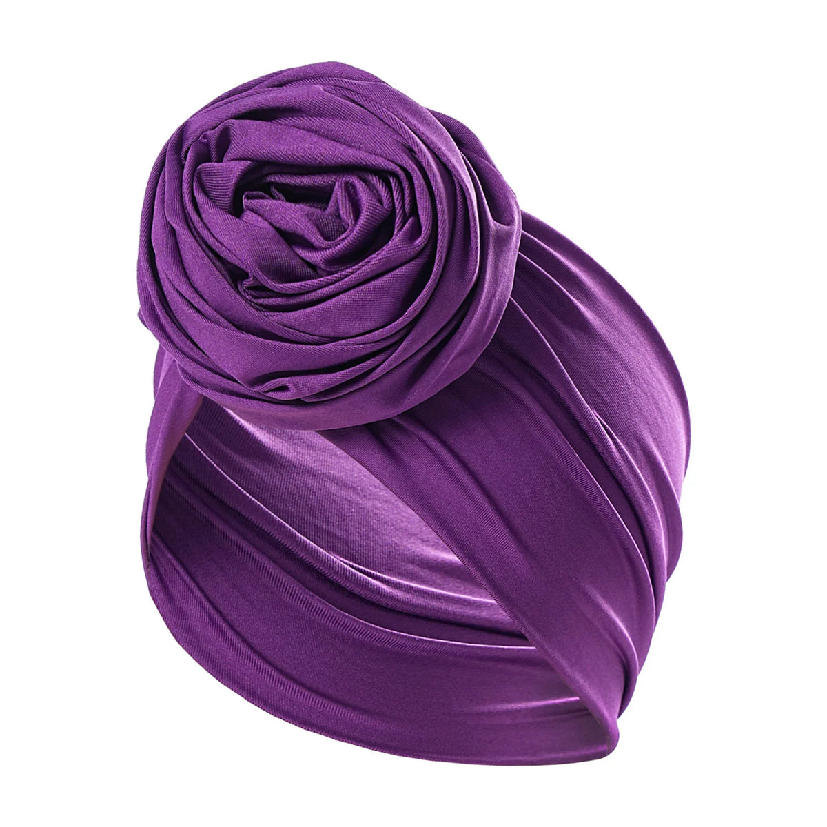 Women's Turban Head Wrap Hijab Cap with 3D Rose Flower Turban Head Wrap Richie's purple