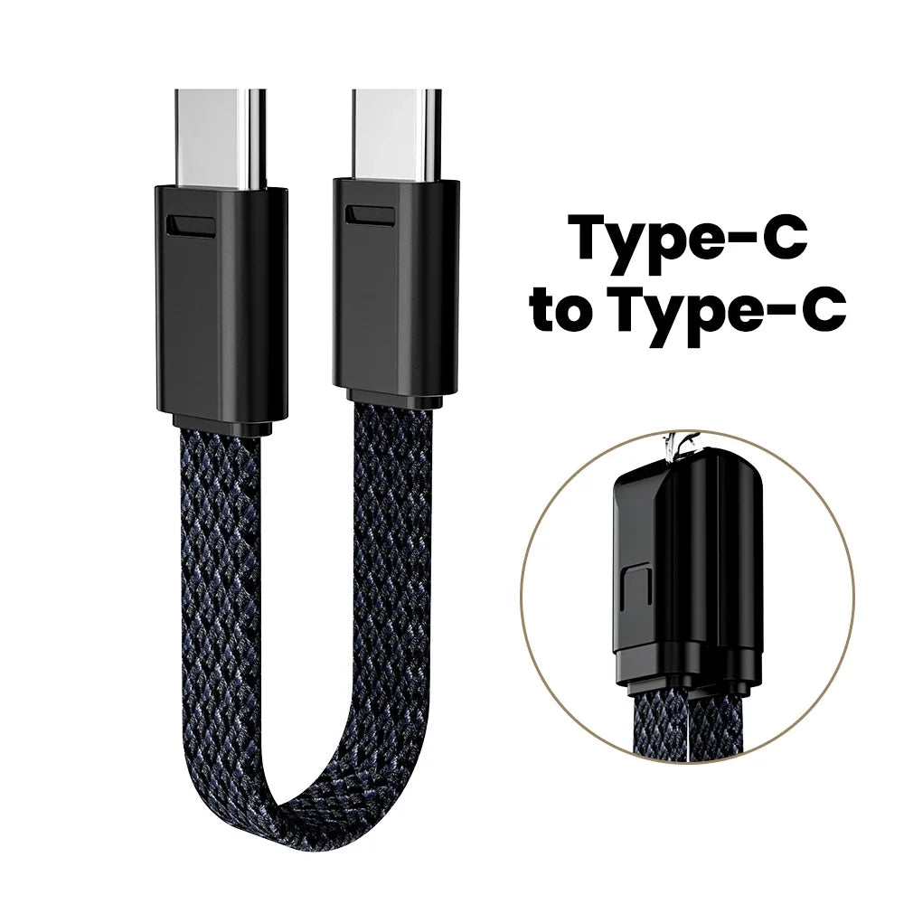 FUCHU USB-C to USB-C Keychain Fast Charge Cable 6A USB-C Charging Cable Richie's Black