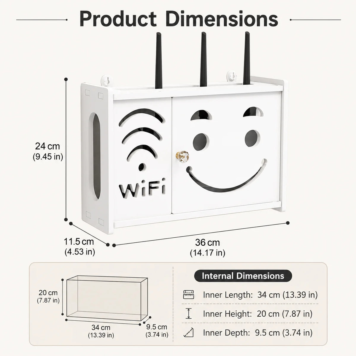 Wall-Mounted WiFi Router Cabinet & Cable Storage Box Router Storage Cabinet Richie's