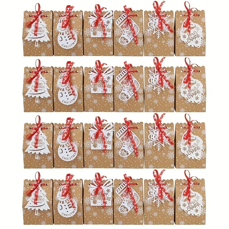 12 Christmas Kraft Paper Gift Bags with Tags & Ribbon Christmas Gift Bags Richie's