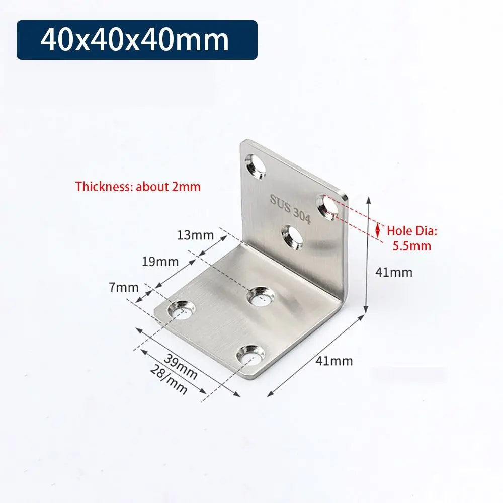 SUS304 Stainless Steel 90° Corner Bracket – Cabinet Furniture Brace Corner Bracket Richie's 40x40x40mm