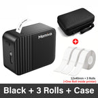 Memiva A1 Mini Bluetooth Thermal Label Printer – Inkless Thermal Label Printer Richie's Black 3 Rolls Case