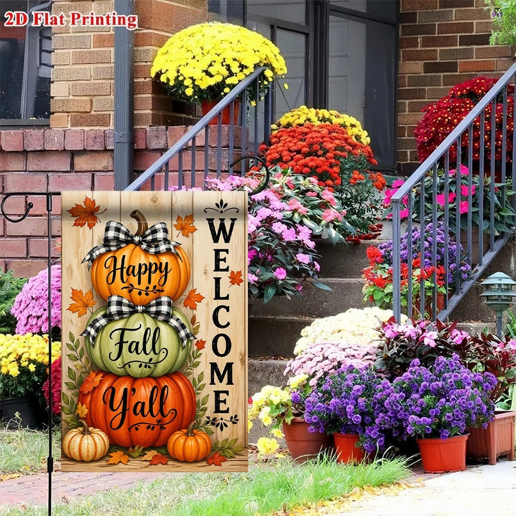 Welcome Fall Pumpkins Garden Flag – Double-Sided Outdoor Garden Flag Richie's