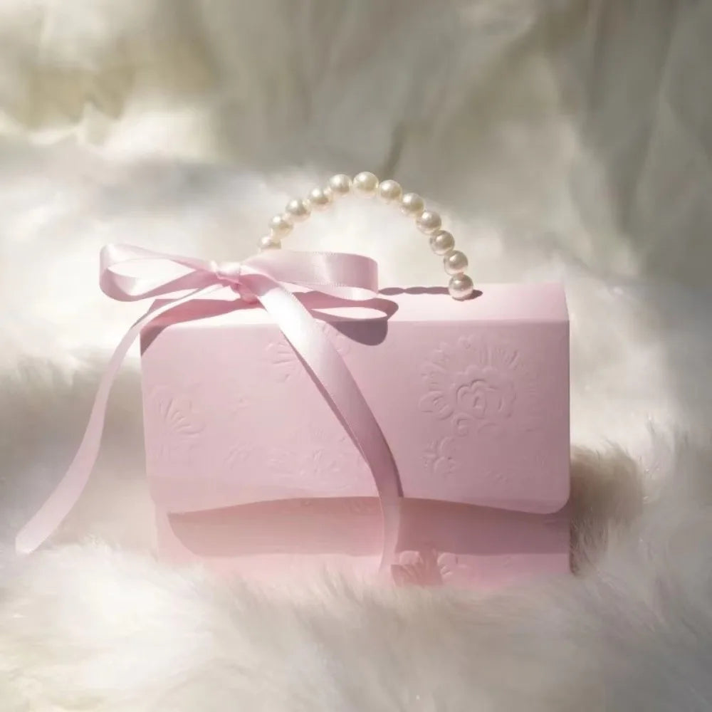 Mini Pearl Handle Candy Gift Box – Wedding & Party Favor Gift Favor Box Richie's Pink 5x5x5cm