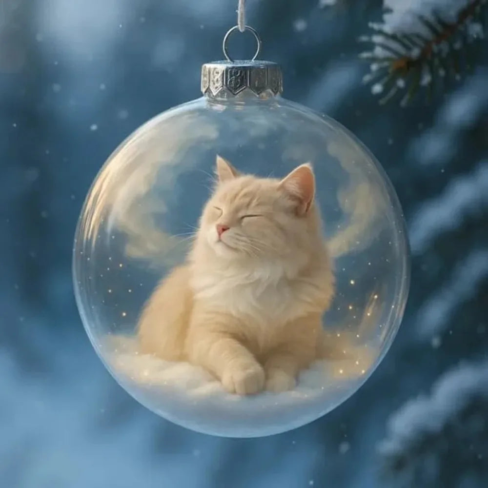 Cat Christmas Ball Ornament Acrylic Bauble DIY Pendant Christmas Ornament Richie's Style 6
