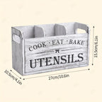 Rustic Wooden Kitchen Utensil Holder – 3-Compartment Organizer Utensil Holder Richie's
