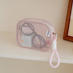Mesh Cosmetic Bag Transparent Travel Makeup Organizer Pouch Cosmetic Organizer Bag Richie's S-pink