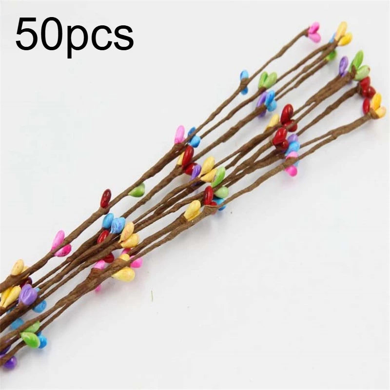 50pcs Artificial Berry Branches & Flowers – Spring & Easter Décor Artificial Floral Stems Richie's 50pcs color