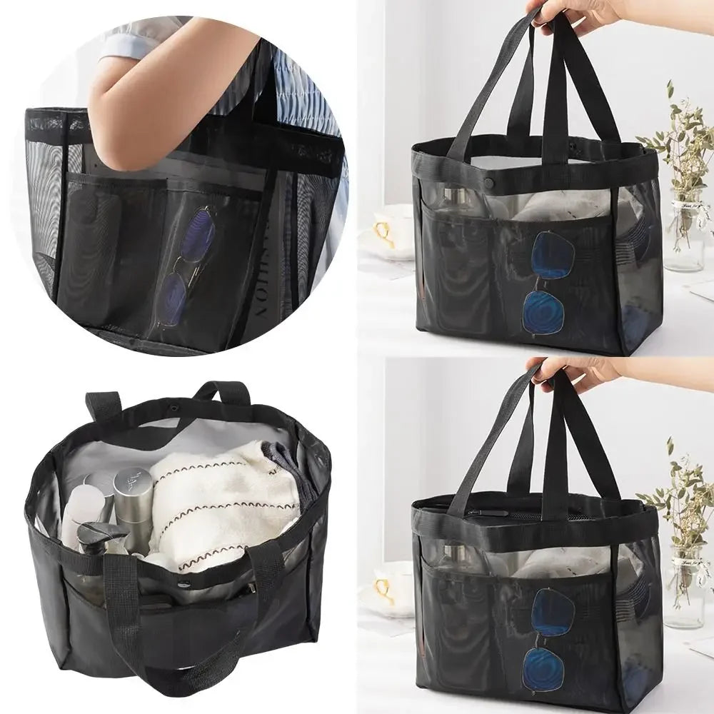 Large Mesh Shoulder Bag – Travel, Beach & Makeup Tote Mesh Shoulder Tote Richie's