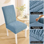 3D Leaf Jacquard Stretch Dining Chair Cover – Elastic Slipcover Chair Slipcover Richie's Blue