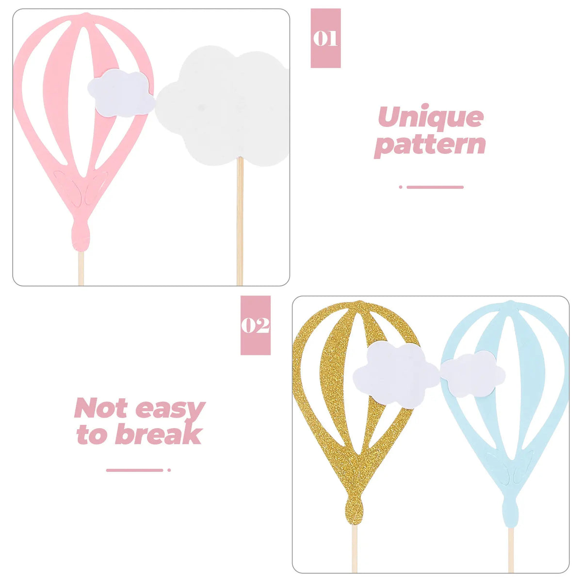 30Pcs Hot Air Balloon Cake Toppers & Cloud Cupcake Picks Cake Topper Set Richie's