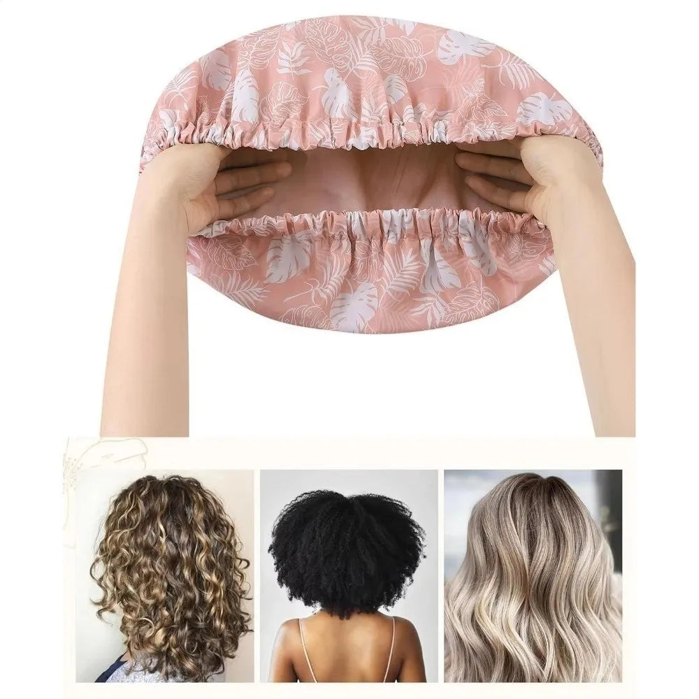 Waterproof Satin-Lined Reusable Shower Cap | Floral Bonnet Shower Cap Richie's