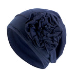 Women Flower Turban Hat Hijab Cap Elastic Head Wrap Bonnet Turban Hat Richie's dark blue