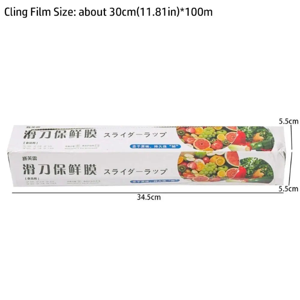 PE Sliding Cling Wrap Film 30x100m Roll with Built-In Cutter Food Cling Wrap Film Richie's