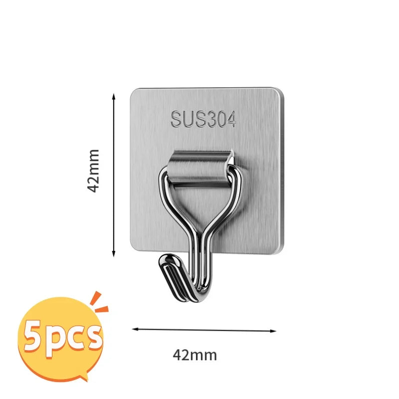 Self-Adhesive 304 Stainless Steel Wall Hooks | Multi-Purpose Adhesive Wall Hooks Richie's 42X42mm 5PCS