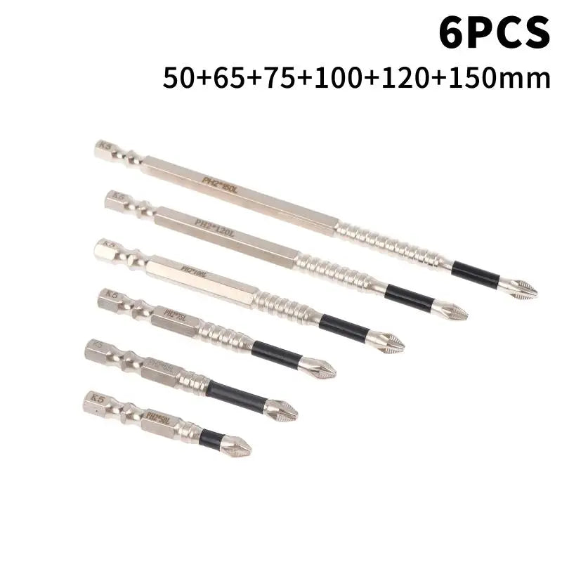 PH2 Impact Driver Bit Set | Magnetic Non-Slip 25–150mm K5 Steel Impact Driver Bit Set Richie's A7