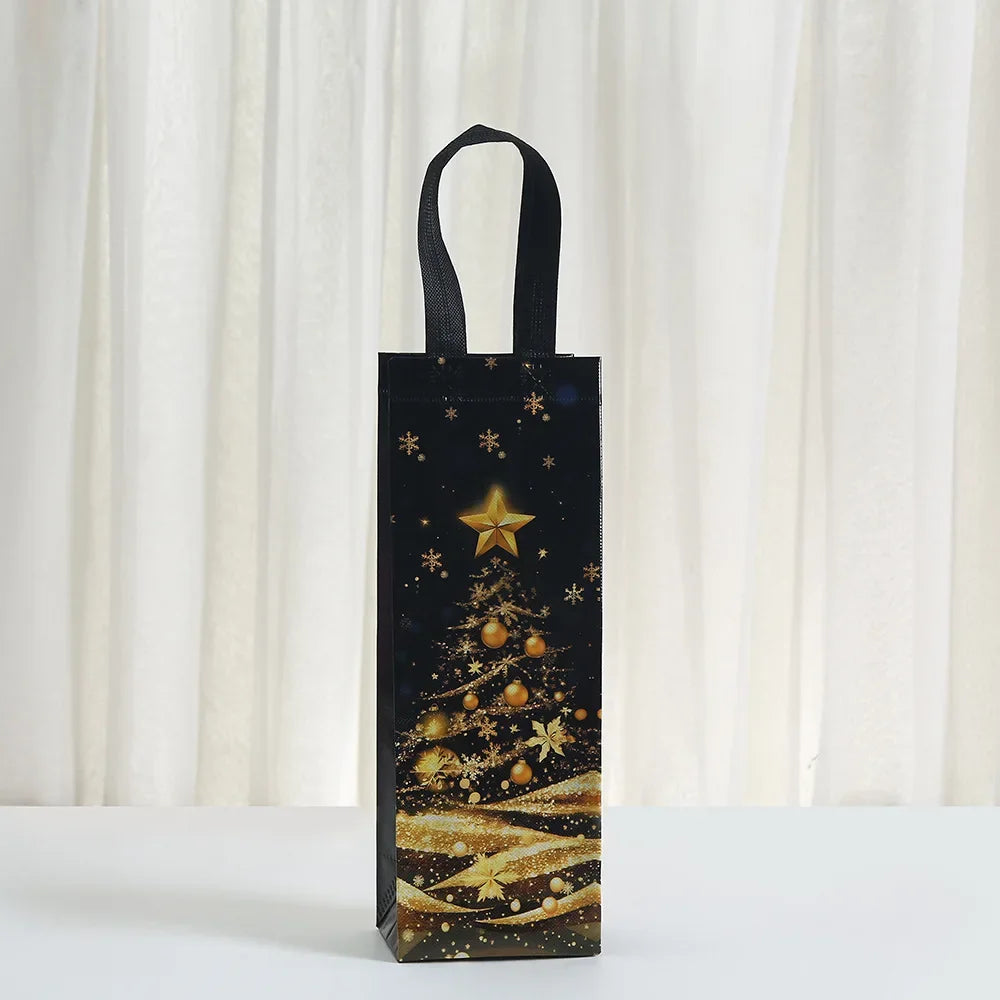 4 Pcs Christmas Wine Gift Bags – Black Gold Foil Bottle Bags Wine Gift Bags Richie's