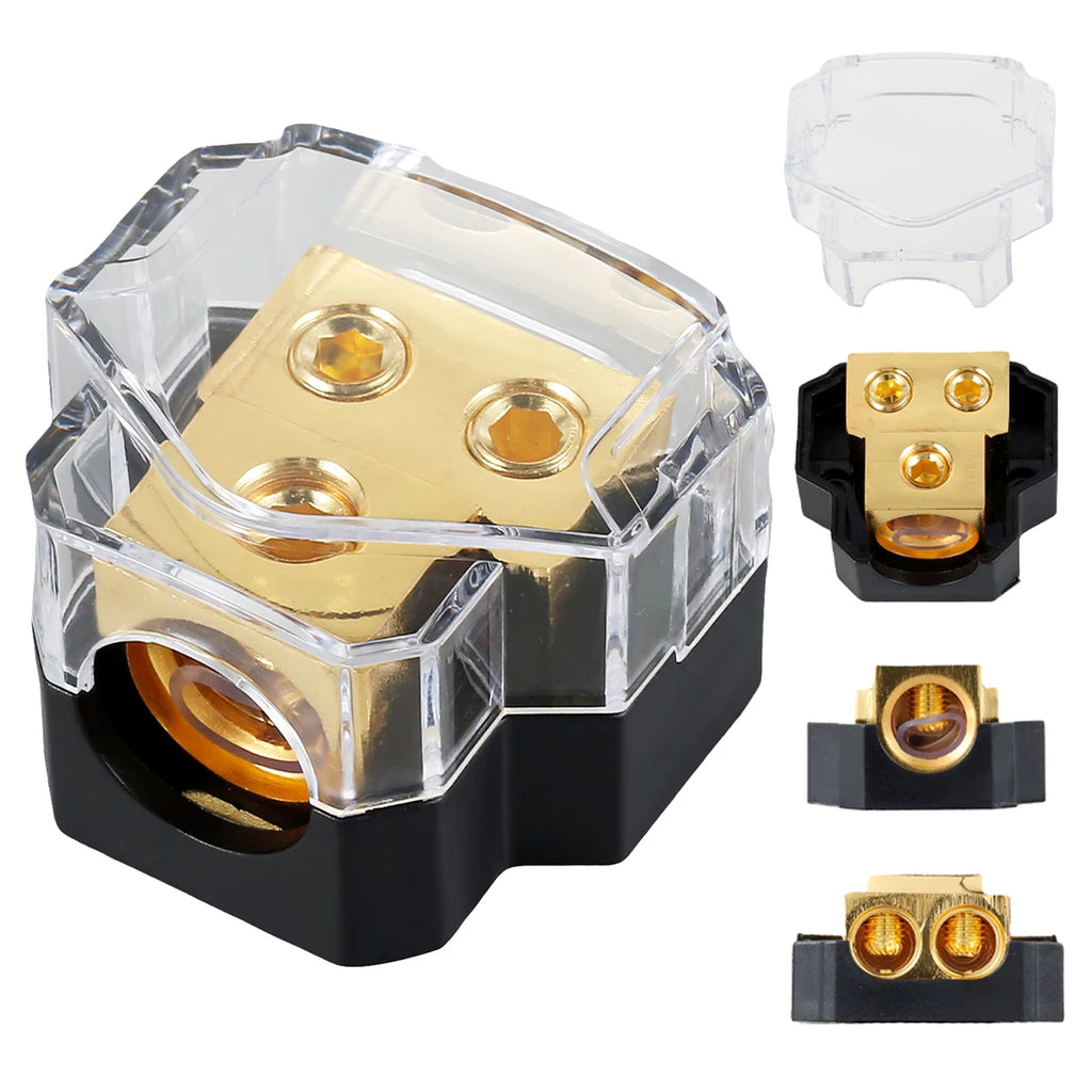 Copper 2-Way Power Distribution Block 0/2/4 AWG In 4/6/8 AWG Out Power Distribution Block Richie's