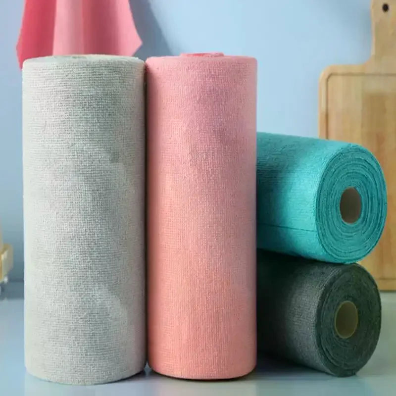Microfiber Kitchen Towels 20pcs Reusable Lint-Free Roll Microfiber Cleaning Cloths Richie's