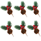 Artificial Pine Cones & Red Berries Holiday Picks – 6/10 Pcs Holiday Decoration Picks Richie's 6pcs