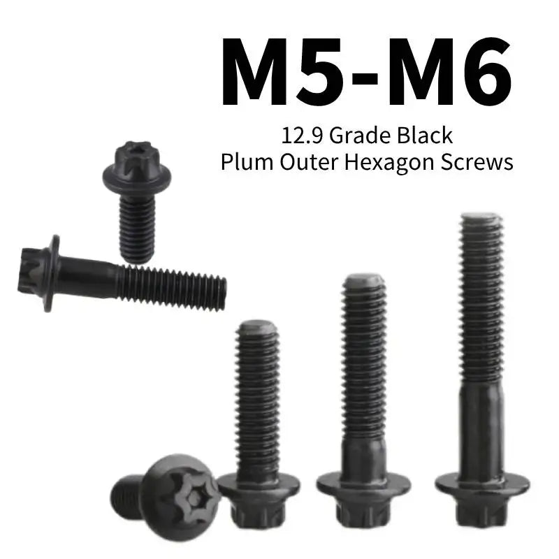 Grade 12.9 Carbon Steel Flange Torx Bolts M5 M6 Hex Screws Flange Torx Bolt Richie's 5PCS M6 x 43