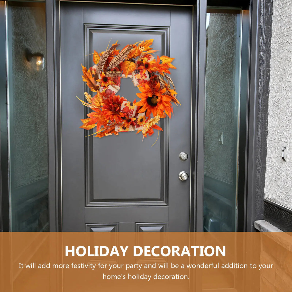 Artificial Fall Wreath Pumpkin Maple Leaves Thanksgiving Door Decor Fall Door Wreath Richie's