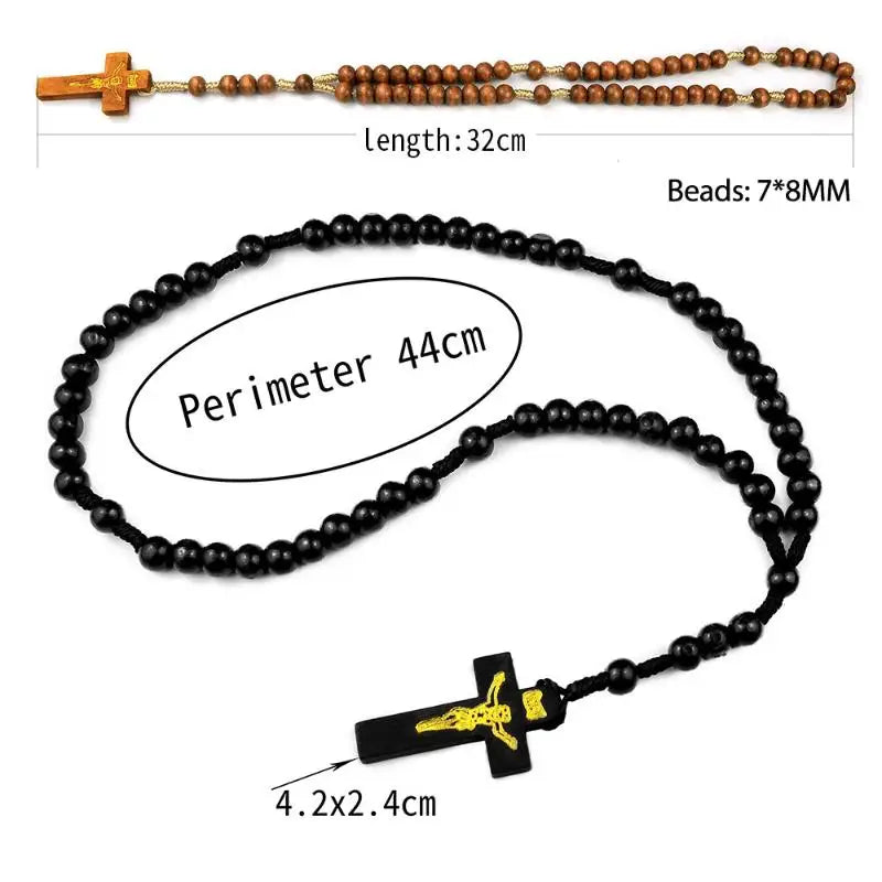 Wood Cross Prayer Bead Bracelet – Crucifix Charm Gift Cross Bead Bracelet Richie's
