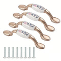 4-Set Ceramic Vintage Cabinet Handles – Flower Pattern 76mm Cabinet Handles Richie's 4 Sets