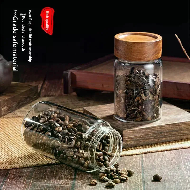 Airtight Glass Coffee Bean Storage Jar with Wood Lid Glass Storage Jar Richie's